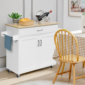 Kitchen Island Cart with Lockable Rubber Casters for Kitchen