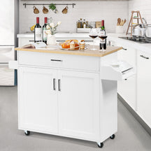Kitchen Island Cart with Lockable Rubber Casters for Kitchen