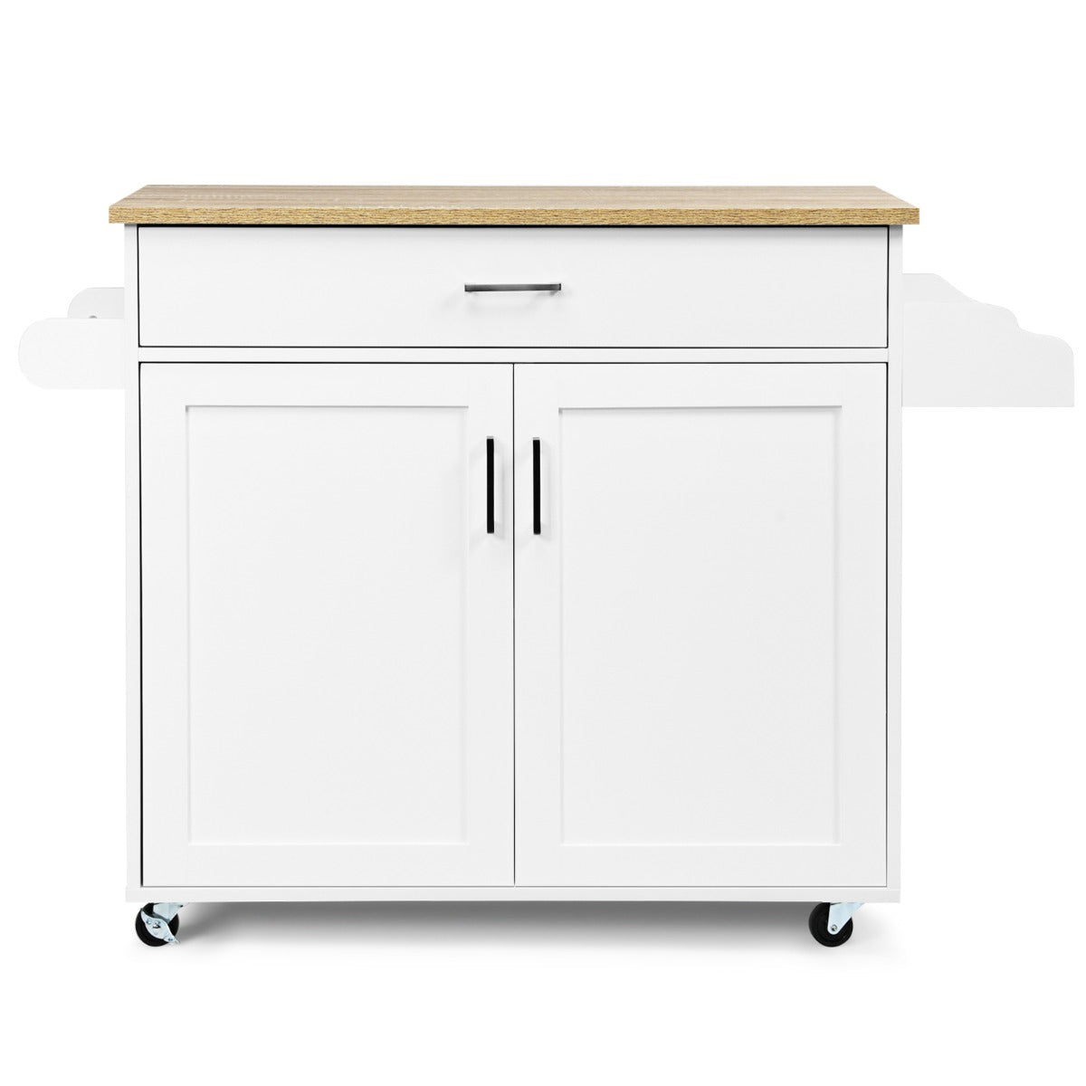 Kitchen Island Cart with Lockable Rubber Casters for Kitchen