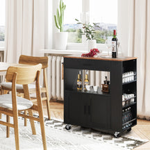Rolling Kitchen Serving Trolley with 3 Spice Racks for Kitchen