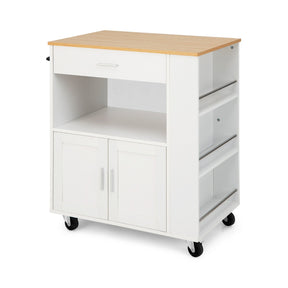 Rolling Kitchen Serving Trolley with 3 Spice Racks for Kitchen