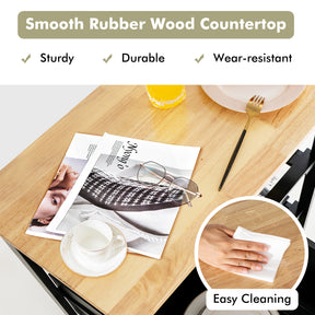 Kitchen Island with Rubber Wood Countertop & Lockable Casters