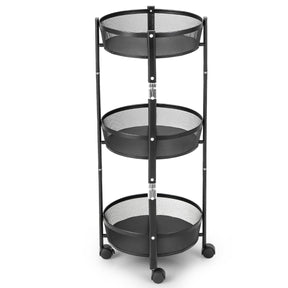 3-Tier Folding Kitchen Trolley Cart with Baskets