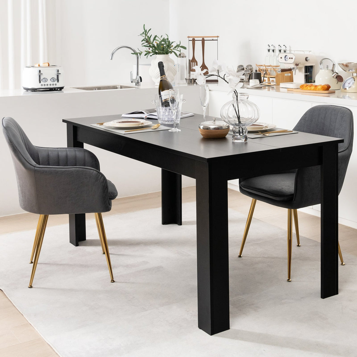 Giantex 160 CM Rectangular Dining Table with Sturdy Legs
