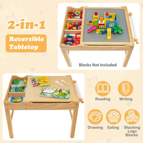 2-in-1 Kids Activity Table with Reversible Tabletop and Storage Compartments