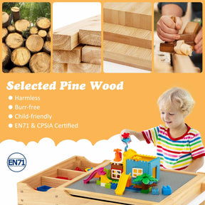 2-in-1 Kids Activity Table with Reversible Tabletop and Storage Compartments