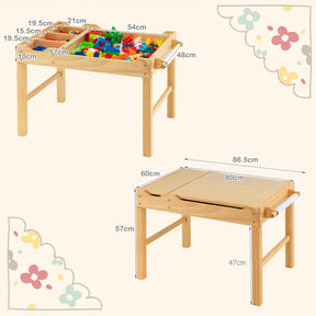 2-in-1 Kids Activity Table with Reversible Tabletop and Storage Compartments