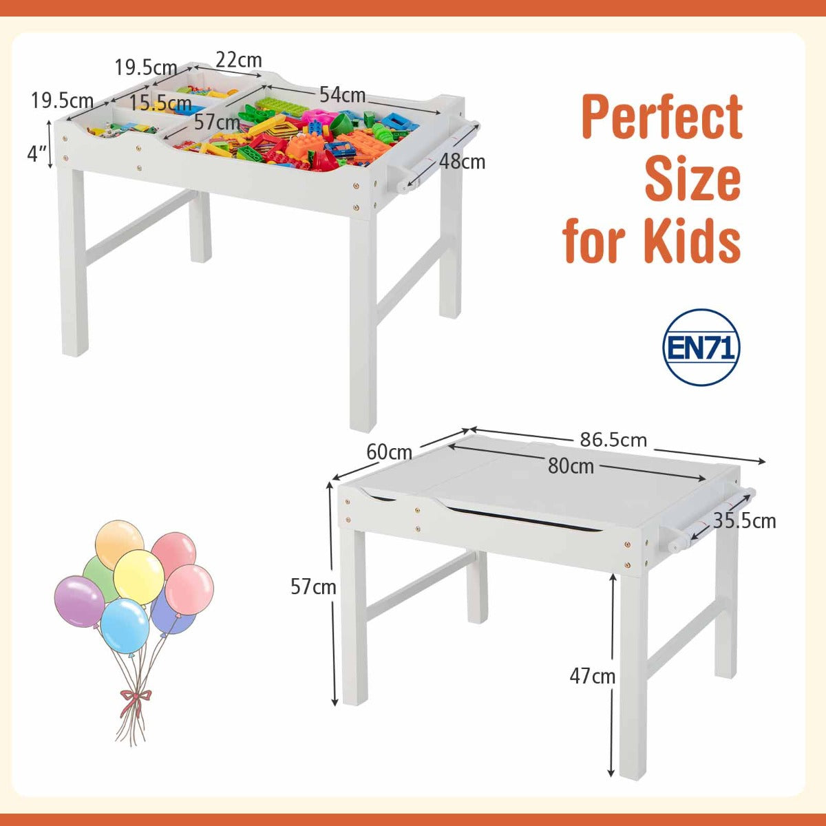 2-in-1 Kids Activity Table with Reversible Tabletop and Storage Compartments