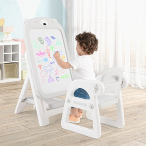 Kids Art Easel and Chair Set with Height Adjustable and Erasable Whiteboard
