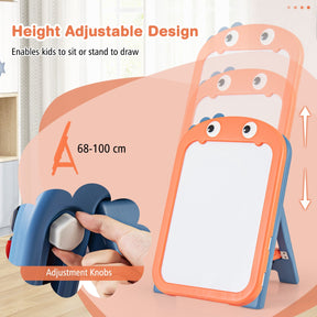 Kids Art Easel and Chair Set with Height Adjustable and Erasable Whiteboard