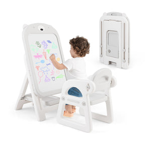 Kids Art Easel and Chair Set with Height Adjustable and Erasable Whiteboard