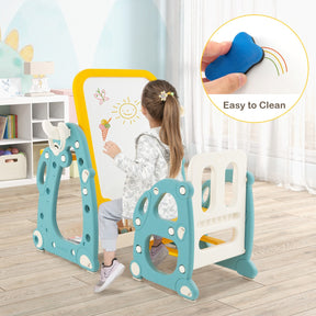 Kids Art Easel with Chair Kids Activity Table Set with Adjustable Whiteboard
