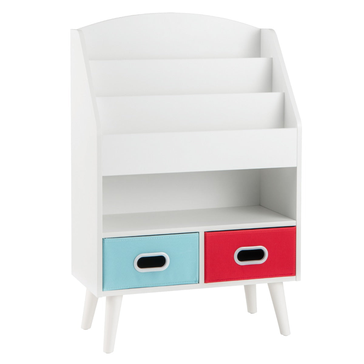 Kids Bookshelf Book Display Rack with 3-Tier Bookshelves and 2 Drawers