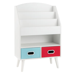 Kids Bookshelf Book Display Rack with 3-Tier Bookshelves and 2 Drawers
