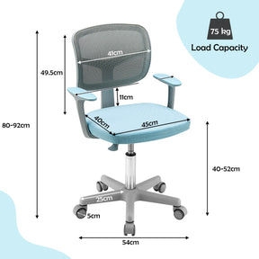Children Study Computer Chair with Adjustable Height, Lumbar Support for Home, School, Office