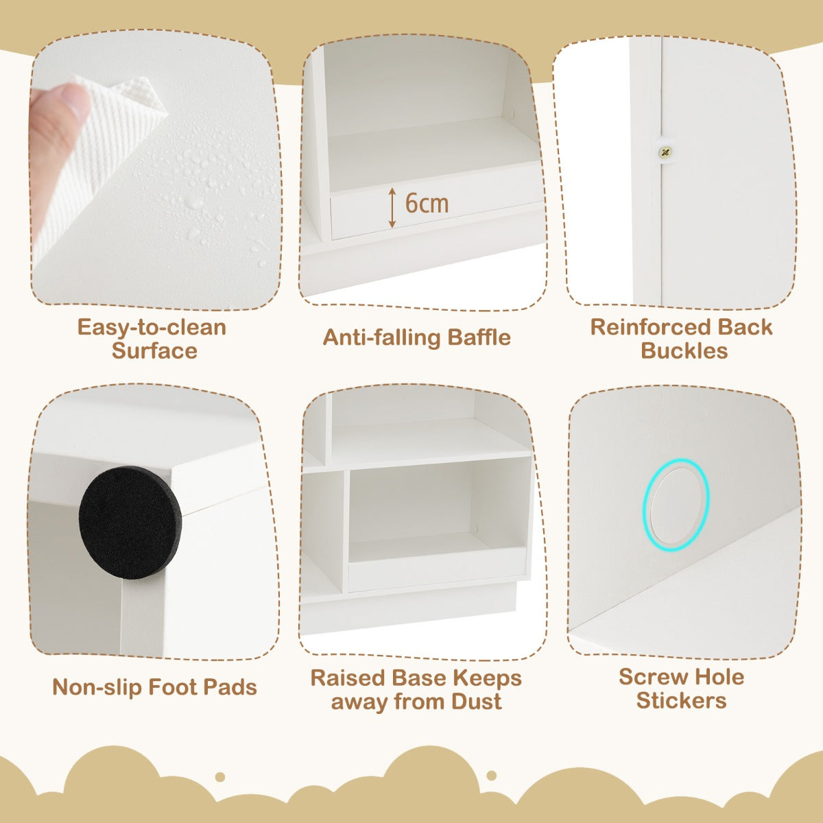 Kids Dollhouse Bookshelf 3-Tier House-Shaped Storage Organizer