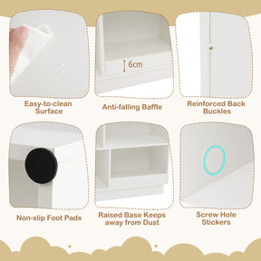 Kids Dollhouse Bookshelf 3-Tier House-Shaped Storage Organizer