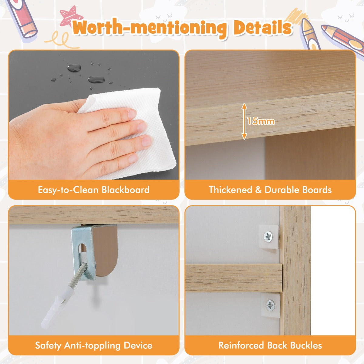 Kids House-Shaped Table and Chair Set with Storage & Blackboard