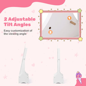 Kids Jewelry Cabinet with Full-Length Mirror and Foldable Drawer