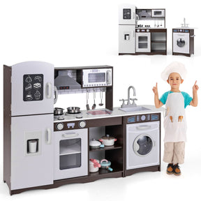 Kids Kitchen Playset Corner Toy Wooden Kitchen Set