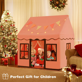 Kids Play Castle Tent Large Playhouse Toys Gifts with Star Lights Washable Mat