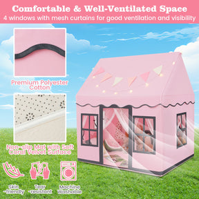 Kids Play Castle Tent Large Playhouse Toys Gifts with Star Lights Washable Mat