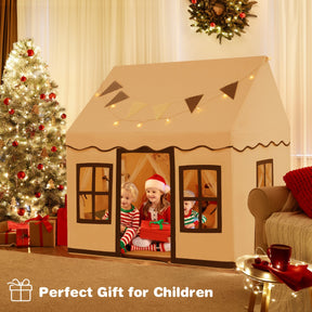 Kids Play Castle Tent Large Playhouse Toys Gifts with Star Lights Washable Mat