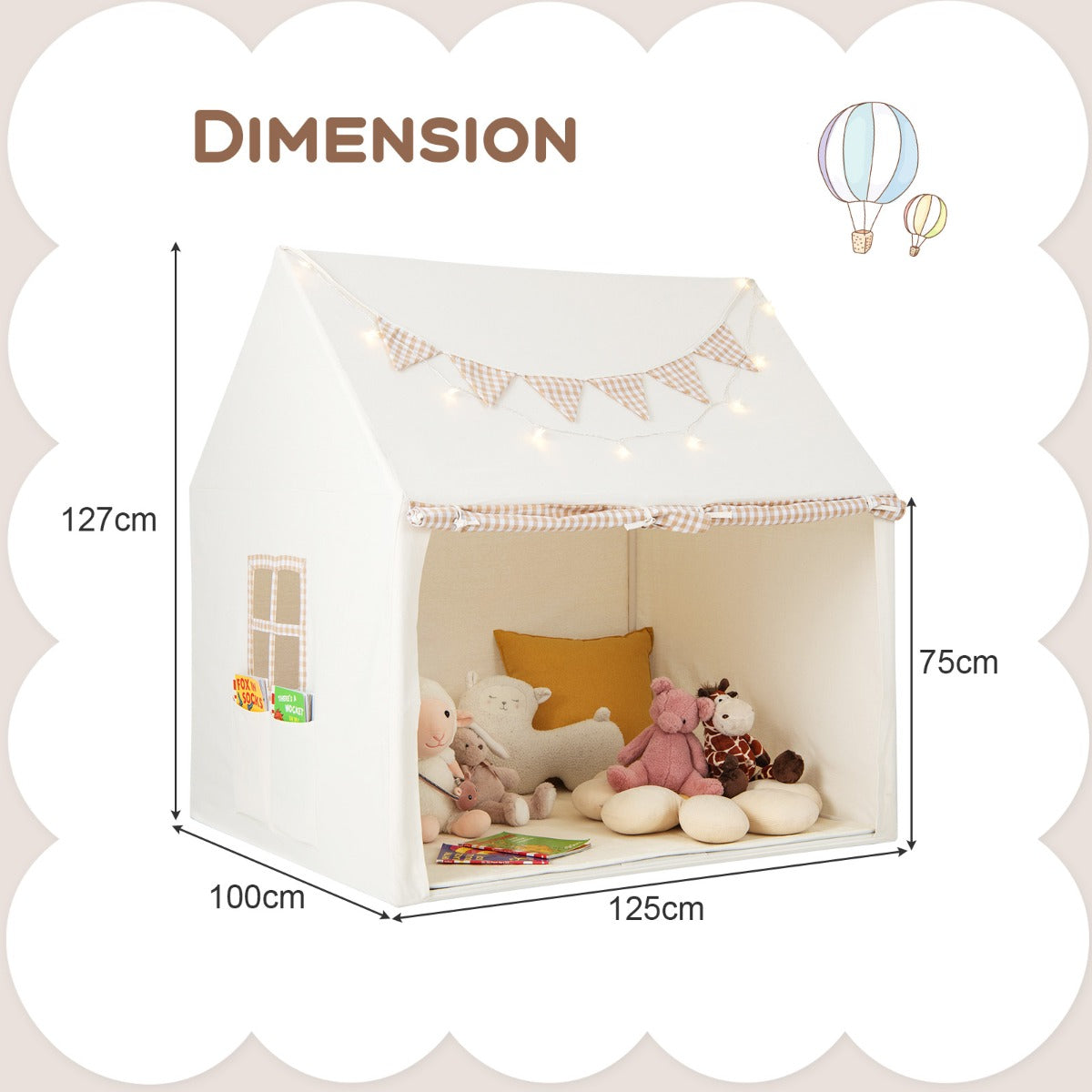 Kids Play Tent with Padded Mat and 2 Breathable Windows