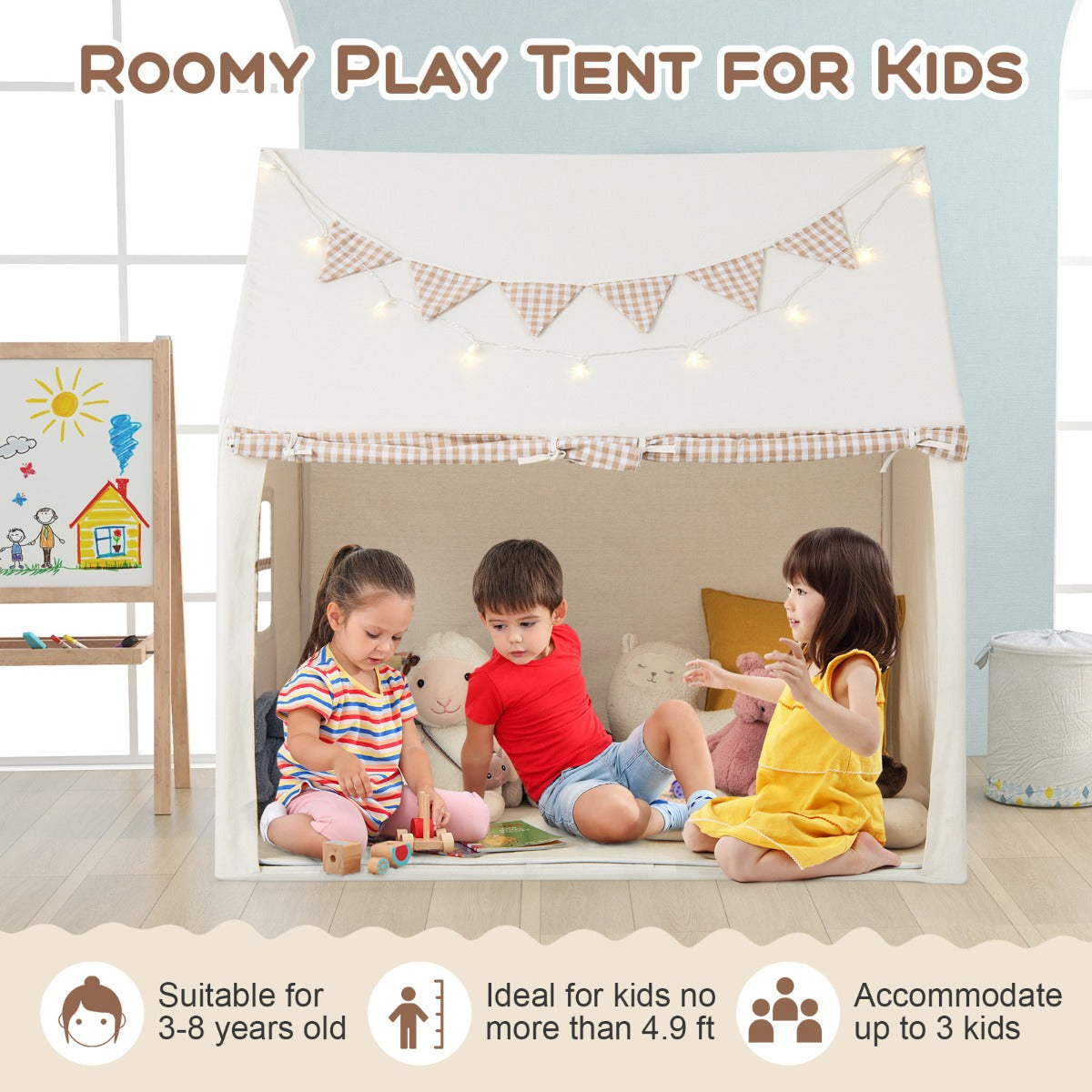 Kids Play Tent with Padded Mat and 2 Breathable Windows