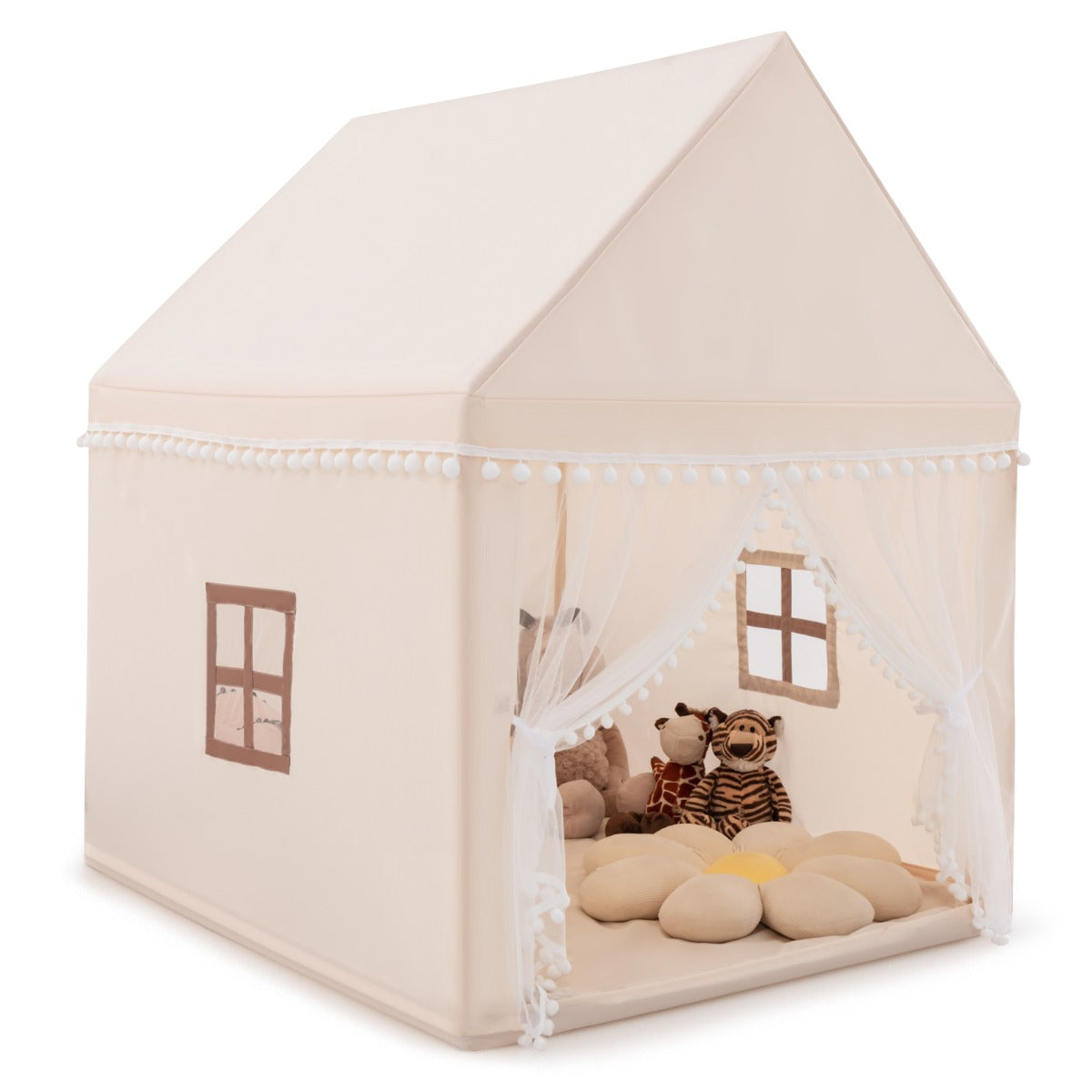 Multipurpose Kids' Playhouse Castle with Solid Wood Frame & Cotton Mat for Boys & Girls