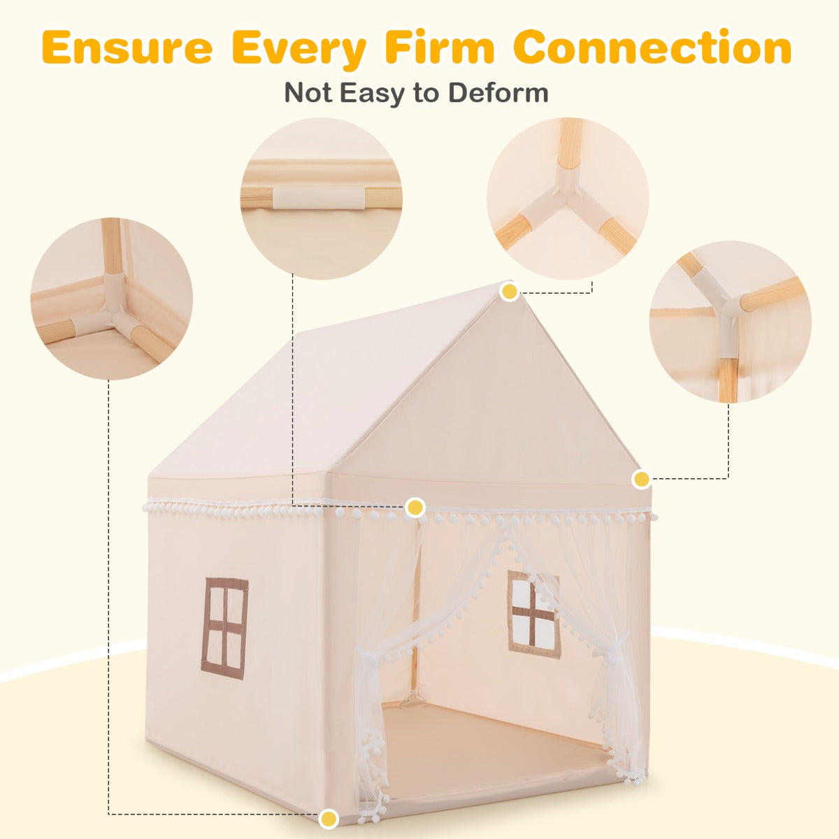 Multipurpose Kids' Playhouse Castle with Solid Wood Frame & Cotton Mat for Boys & Girls