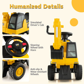 Kids Rid-On Digger Functional Excavator Toy with Rotatable Digging Bucket