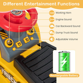 Kids Ride On Excavator Toy with Storage Horn and Sound Effects