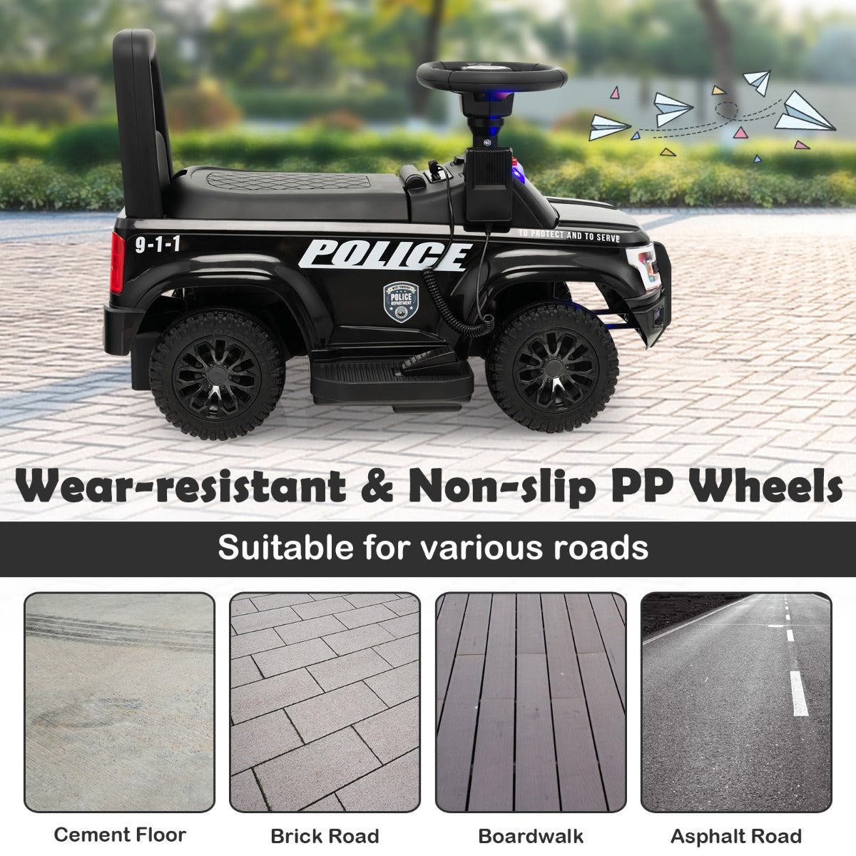 Kids Ride On Police Car with Real Megaphone and Headlights