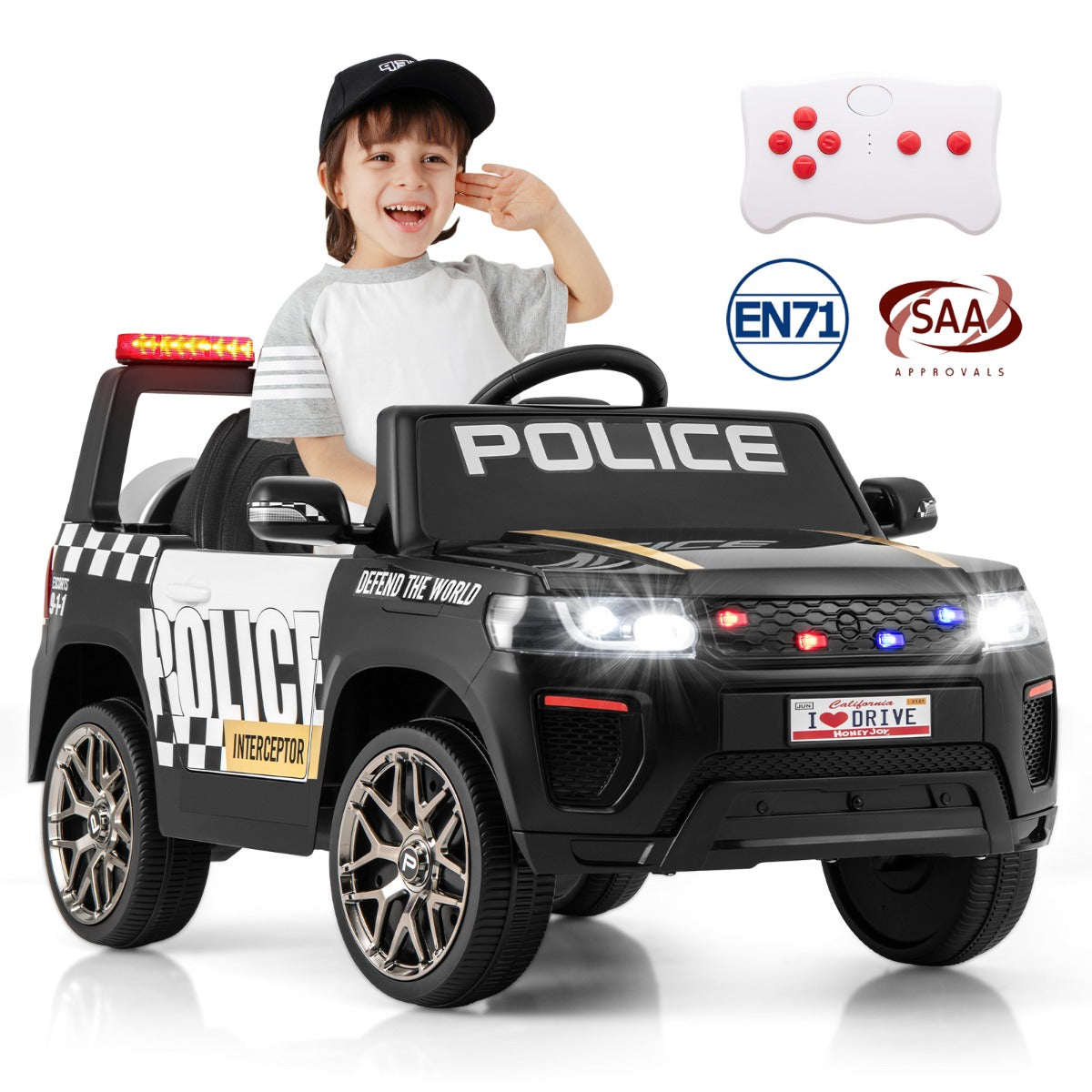 Kids Ride on Police Car with Remote Control and Wireless Connection for Children