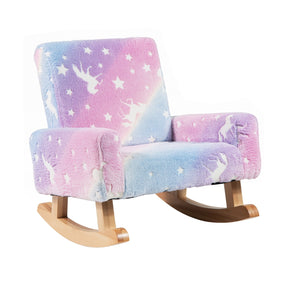 Kids Rocking Chair with Solid Poplar Wood Rocking Feet, Comfy Backrest and Armrests