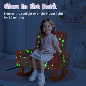 Kids Rocking Chair with Solid Poplar Wood Rocking Feet, Comfy Backrest and Armrests