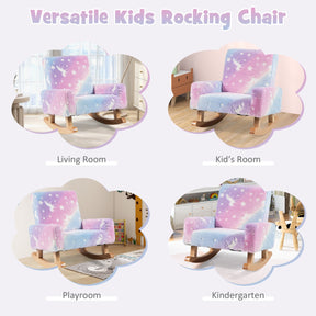 Kids Rocking Chair with Solid Poplar Wood Rocking Feet, Comfy Backrest and Armrests