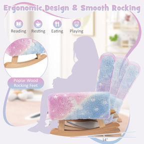 Kids Rocking Chair with Solid Poplar Wood Rocking Feet, Comfy Backrest and Armrests