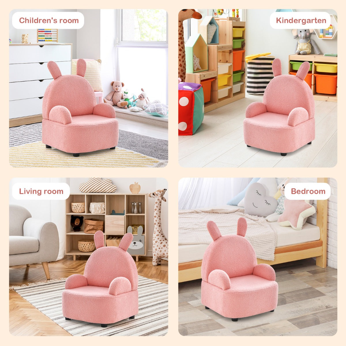 Kids Sofa Chair with Wood Construction Plush Fabric for Nursery