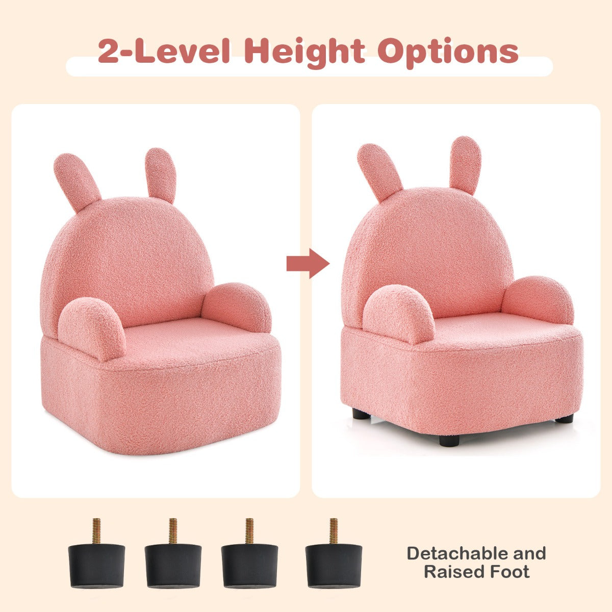 Kids Sofa Chair with Wood Construction Plush Fabric for Nursery