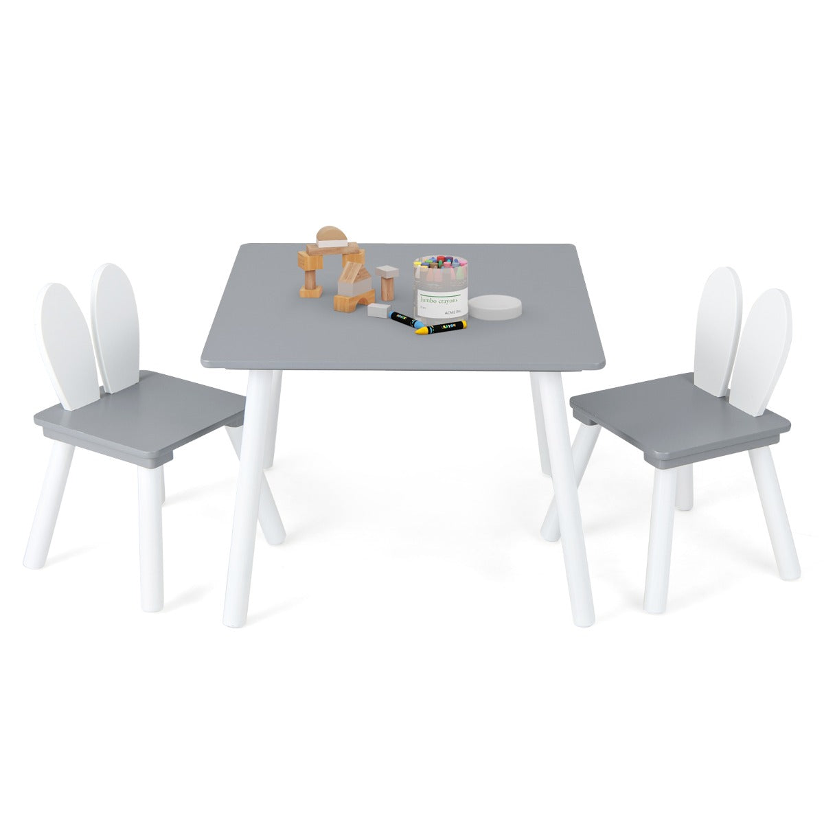 3 Pieces Kids Table and 2 Chairs Set for Arts, Crafts, Snack Time