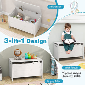 Kids Toy Box with Safety Hinge Wood Storage Chest Flip-Top Storage Organizer