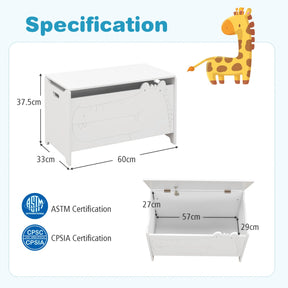 Kids Toy Box with Safety Hinge Wood Storage Chest Flip-Top Storage Organizer