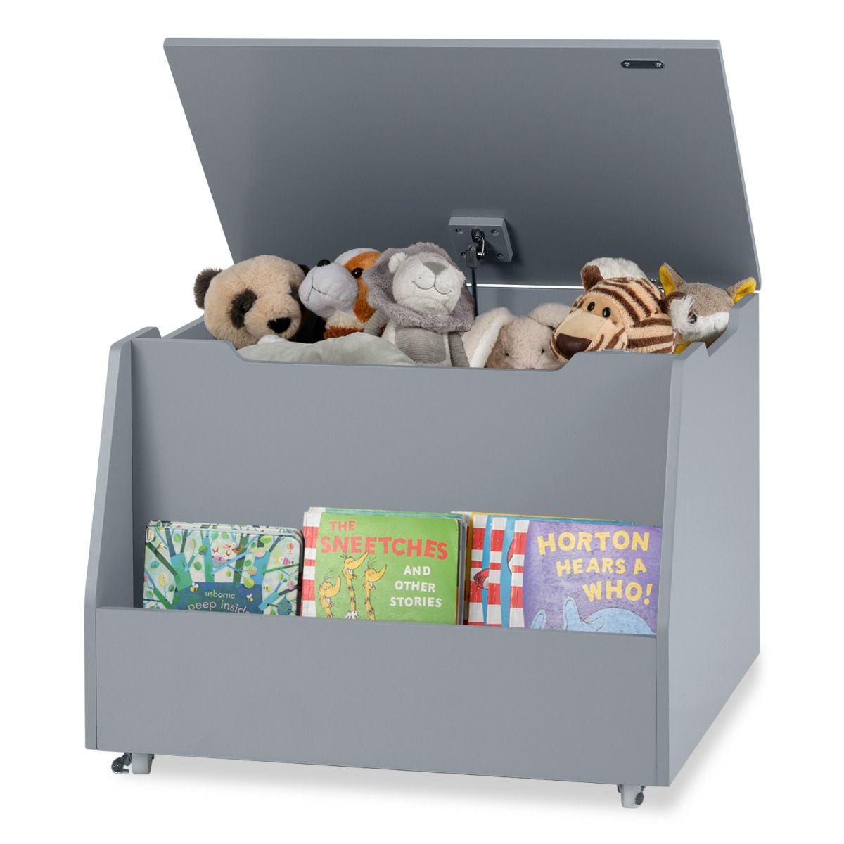 Kids Toy Box Wooden Mobile Toy Storage Organizer