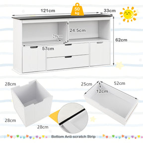 Storage Cabinet Display Shelf with Blackboard Top for Kids Room