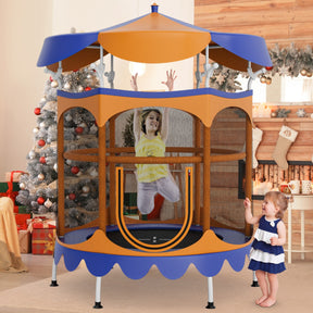 Kids Trampoline with Detachable Sunshade Canopy for Christmas