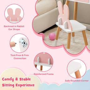 2-in-1 Princess Makeup Dressing Desk with Mirror-Pink