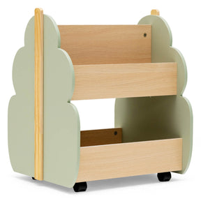 Kids Wooden Bookshelf with Universal Wheels and 2-Tier Storage Shelf