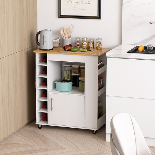 Rolling Kitchen Cart with Towel Rack for Dining Room